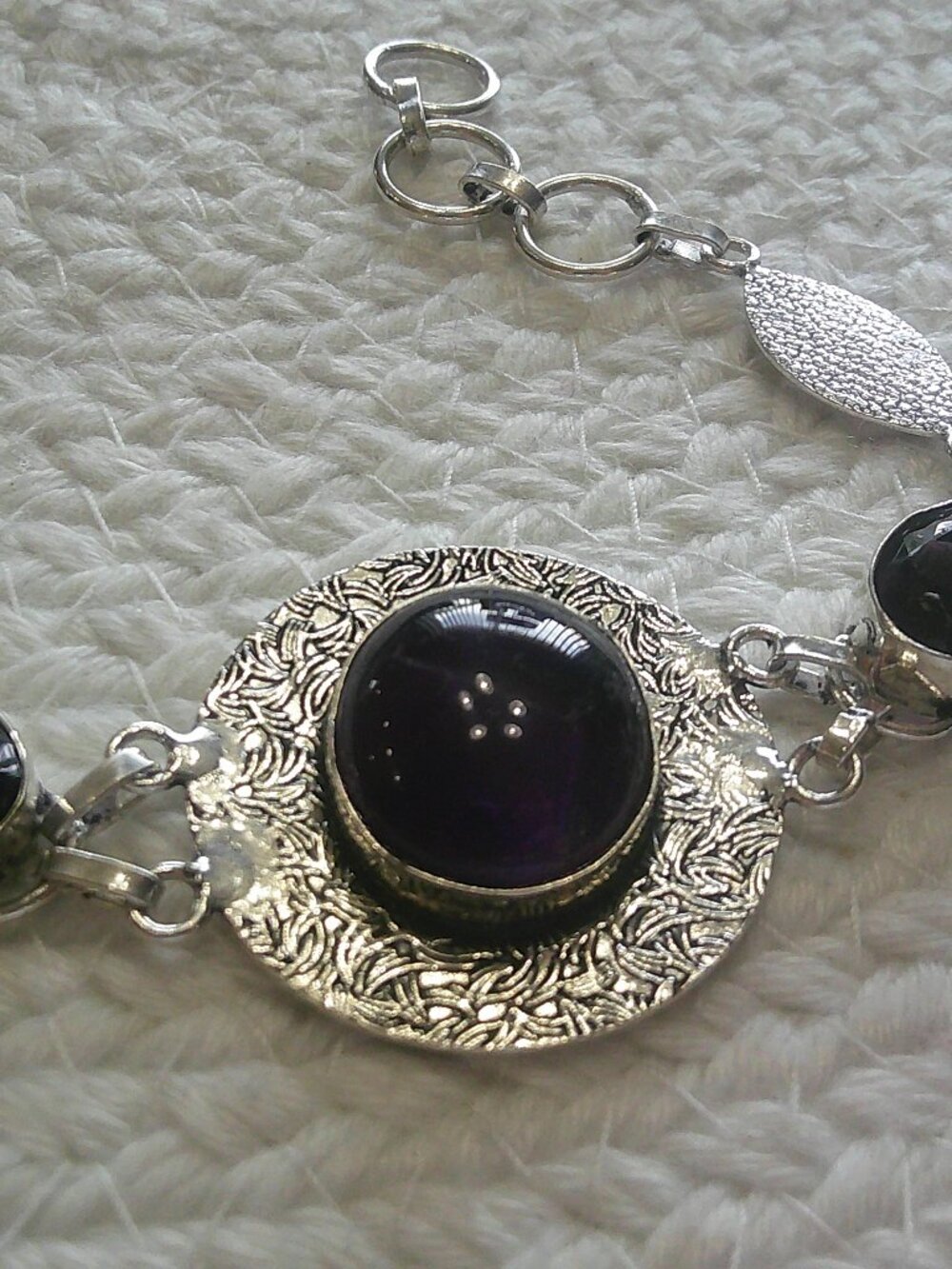 Gorgeous AMETHYST Handmade Sterling 925 Bracelet Size 8" #195F